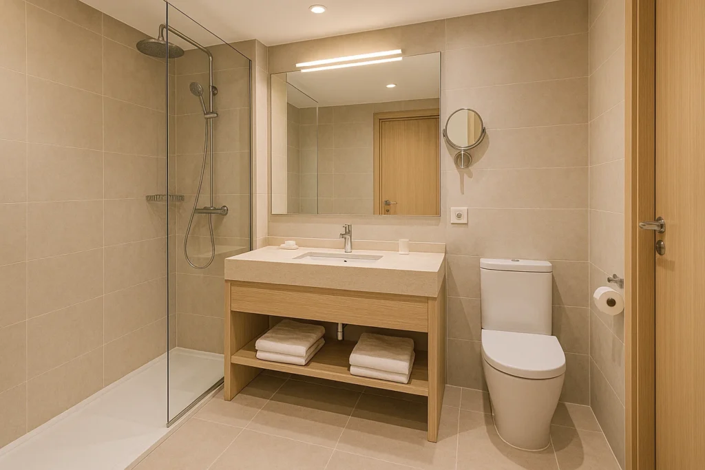 Reformas de hoteles en Málaga 3 Reforma de baño moderno en hotel de Málaga, diseño minimalista