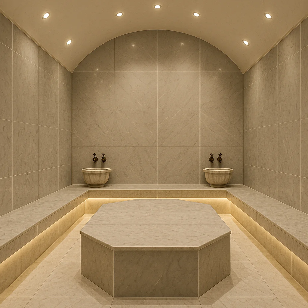 Reformas de hoteles en Málaga 6 Baño turco reformado en hotel de lujo en Málaga.