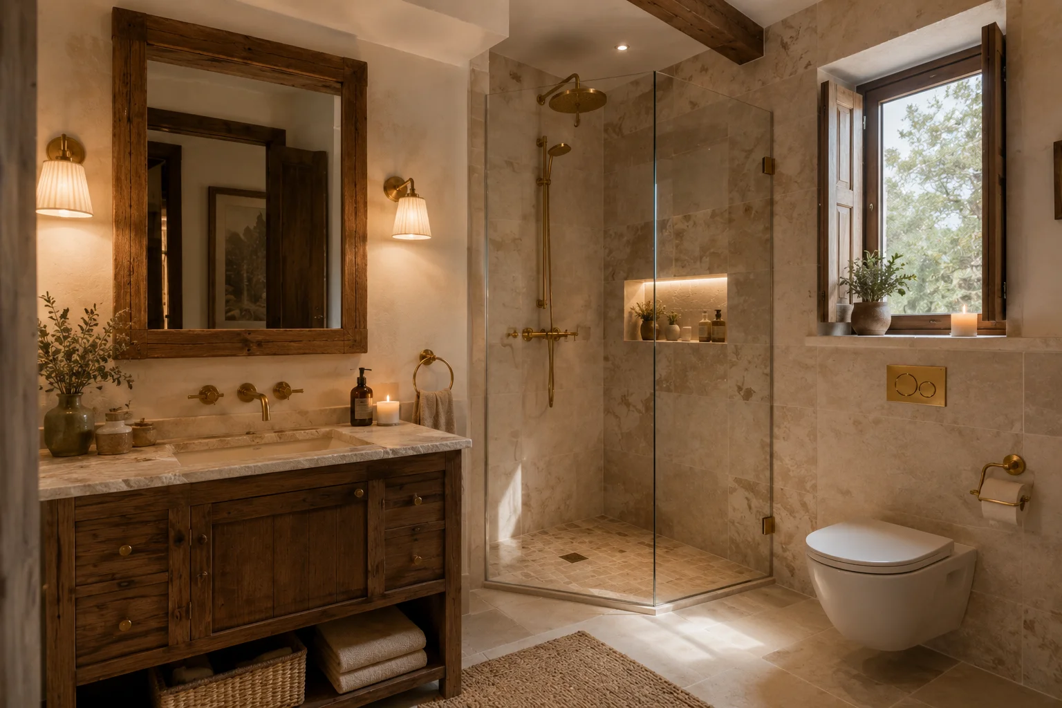 Baño rústico reformado en Málaga