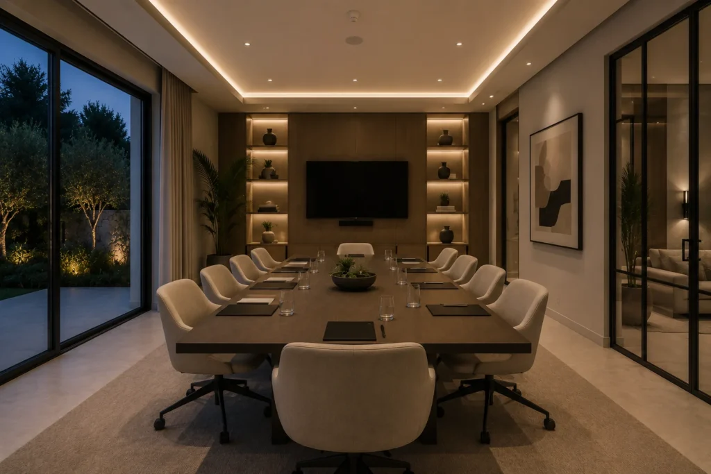 Salón reuniones de villa reformada en Málaga